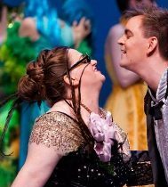 In the role of Rosalinde in Johann Strauss' Die Fledermaus, pictured here with her husband, Eisenstein performed by Swedish bariton, Viktor Tågestad. Helsinki, Finland - November 2013